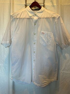 Men’s TOMMY BAHAMA White Cotton Short Sleeve Button Down Collared Shirt Sz L